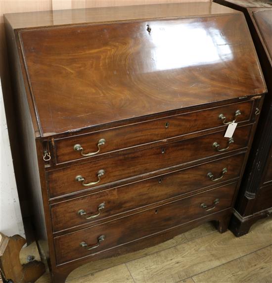 A George III mahogany bureau, W.95cm